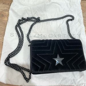 Stella McCartney Stella Star crossbody clutch in black velvet